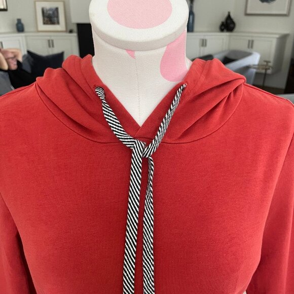 Sandwich Casual LS Cotton Hoodie w Striped Shirt Detail above Hem Rust Sz XS - Picture 4 of 11